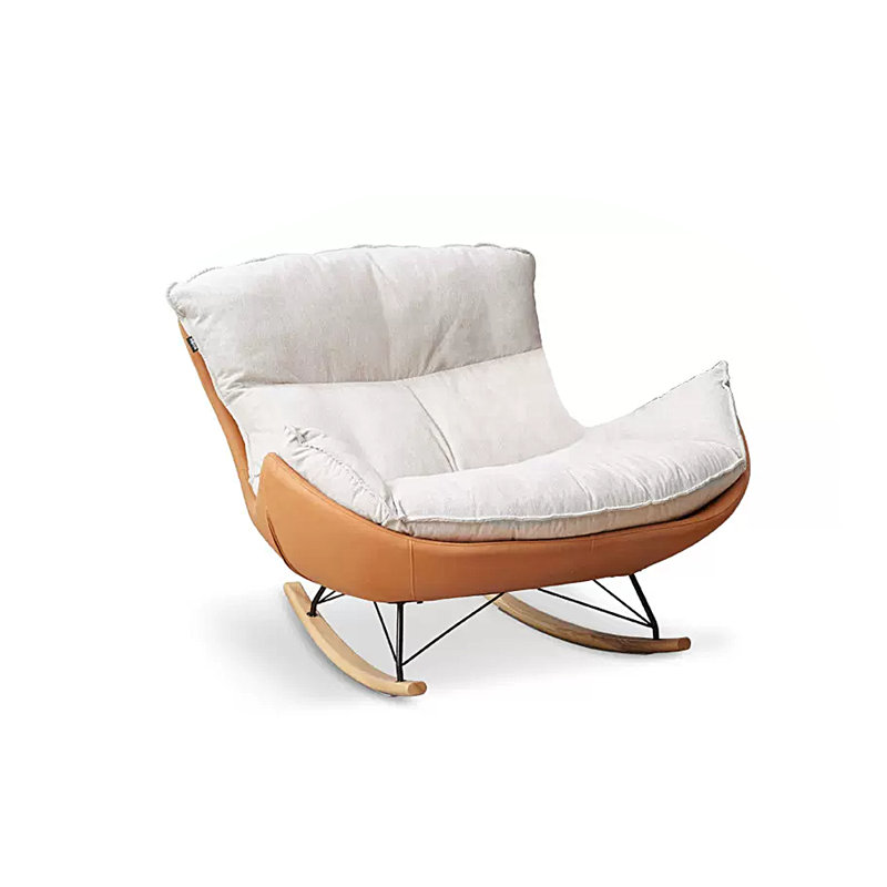 Chaise berçante simple Eggshell, Blanc / brun