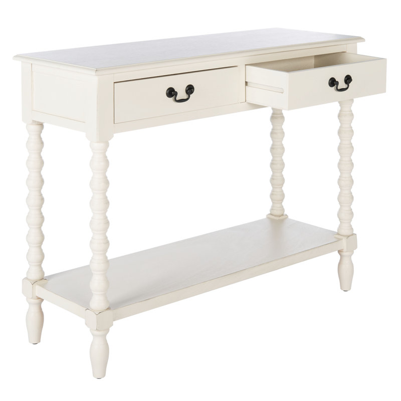 Athena 2 Drawer Console Table , Distressed White