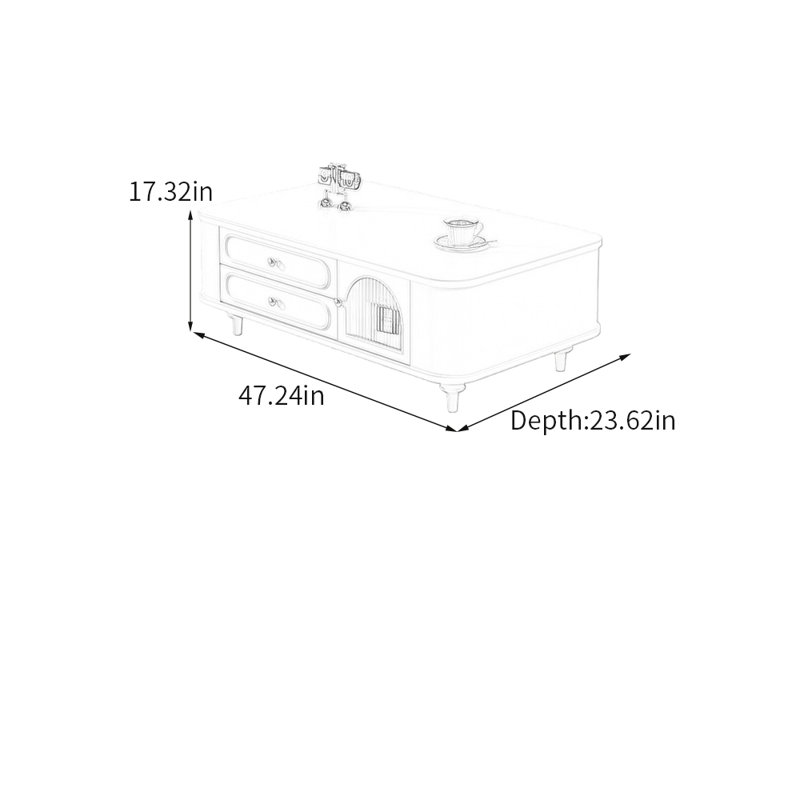 Table basse Minimalist, Blanc, H 17,32 po x l 47,24 po x P 23,62 po, Blanc