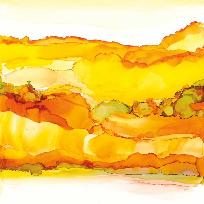 Yellowscape II, H 12 po x l 12 po, Oui, Cadre simple argenté