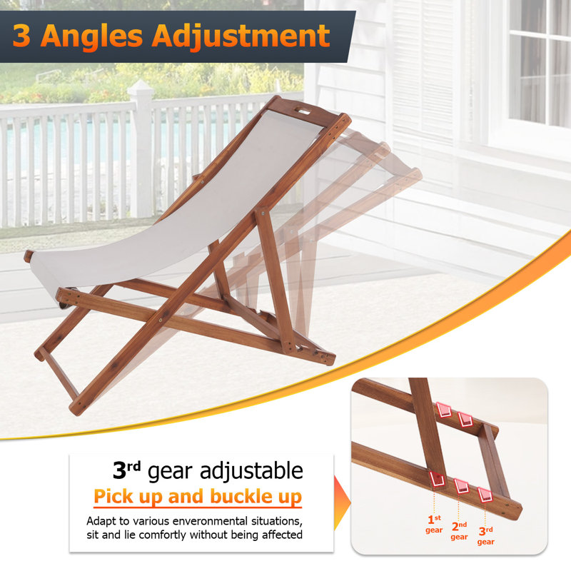 Rebecca Folding Beach Chair, Portable Outdoor Lounge Chair with Reclining Backrest and Lightweight Frame, Comfortable Beach Chair for Camping, Patio, Poolside and Travel