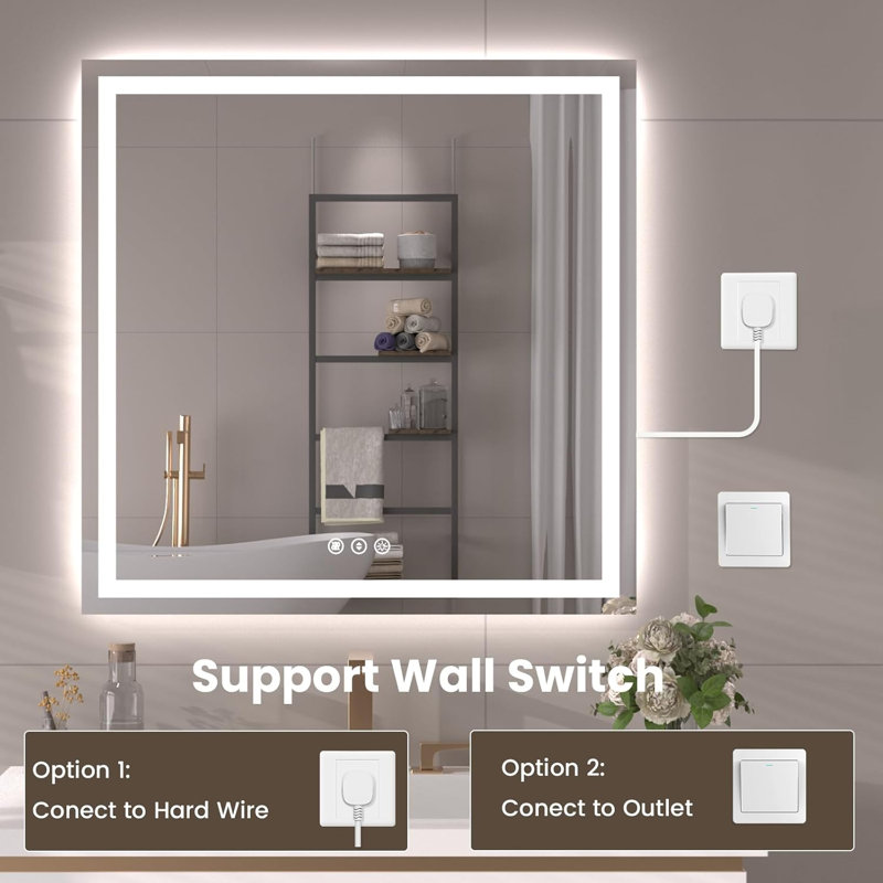 LED Bathroom Mirror with Anti-Fog, Backlit And Front Lighted Bathroom Mirrors For Wall, 60" x 28"