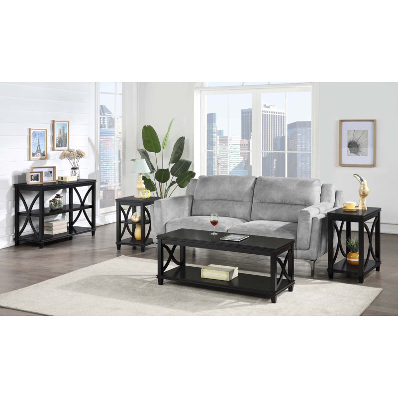 Pettegrow 24'' Tall End Table with Storage with Solid Wood Frame, Black