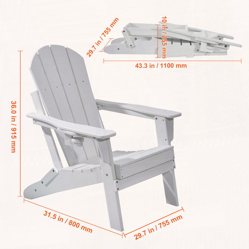 Set of 2 Folding Adirondack Chairs – HDPE Plastic, Weather‑Resistant, 400lb Capacity