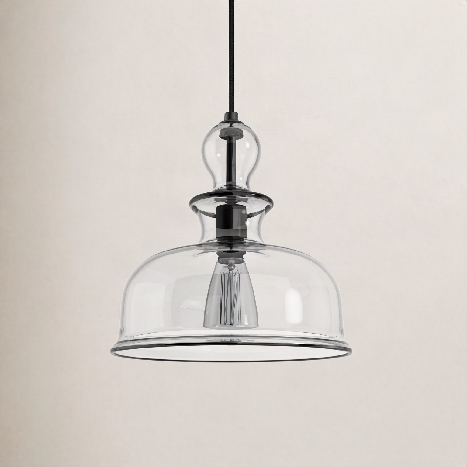 Tilden Single Light Glass Dimmable Pendant, Graphite, Smoke