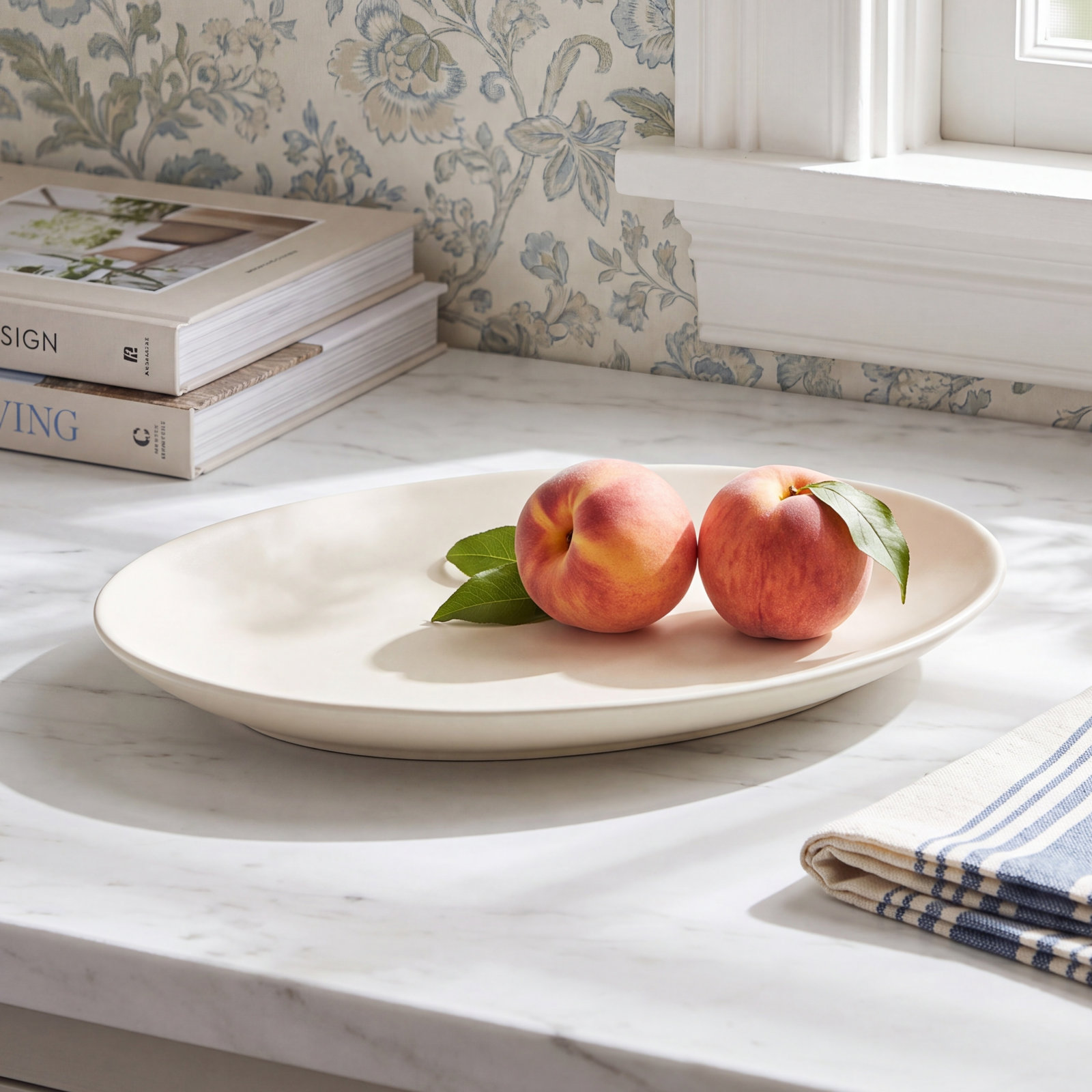 over&back Coupe Oval Platter, White