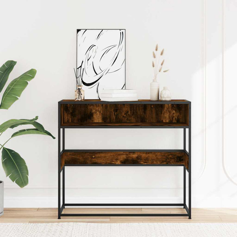 Console Table Black 90X35x80 Cm Engineered Wood, Smoked Oak