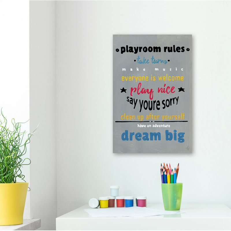 « salle jeux rules », art sur toile Chanhassen, H 12 po x l 8 po x p 1,5 po