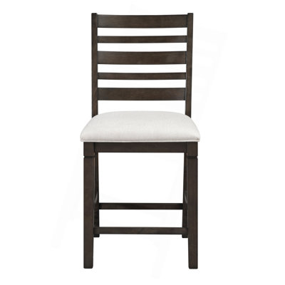 Classic 4pc Counter Height Dining Set Extendable Table Bench Chairs Upholstered Seat Dark Espresso Finish Wooden Furniture