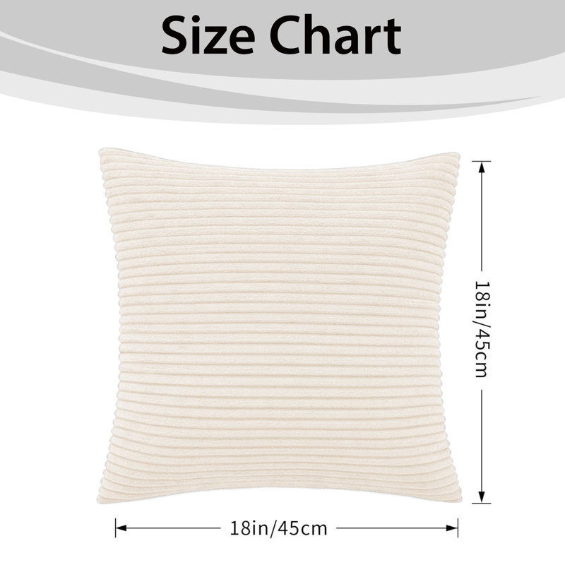 Aspire Homeware Striped Square Velvet Cushion Cover, Cream, Pack of 2
