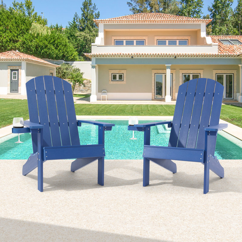 Chaise Adirondack en plastique Bergenfield, Bleu marine