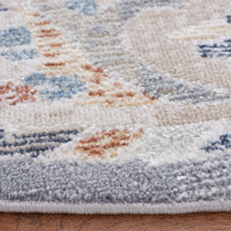 Tapis beige / bleu Bonnert Blair, Rond 6 pi 7 po
