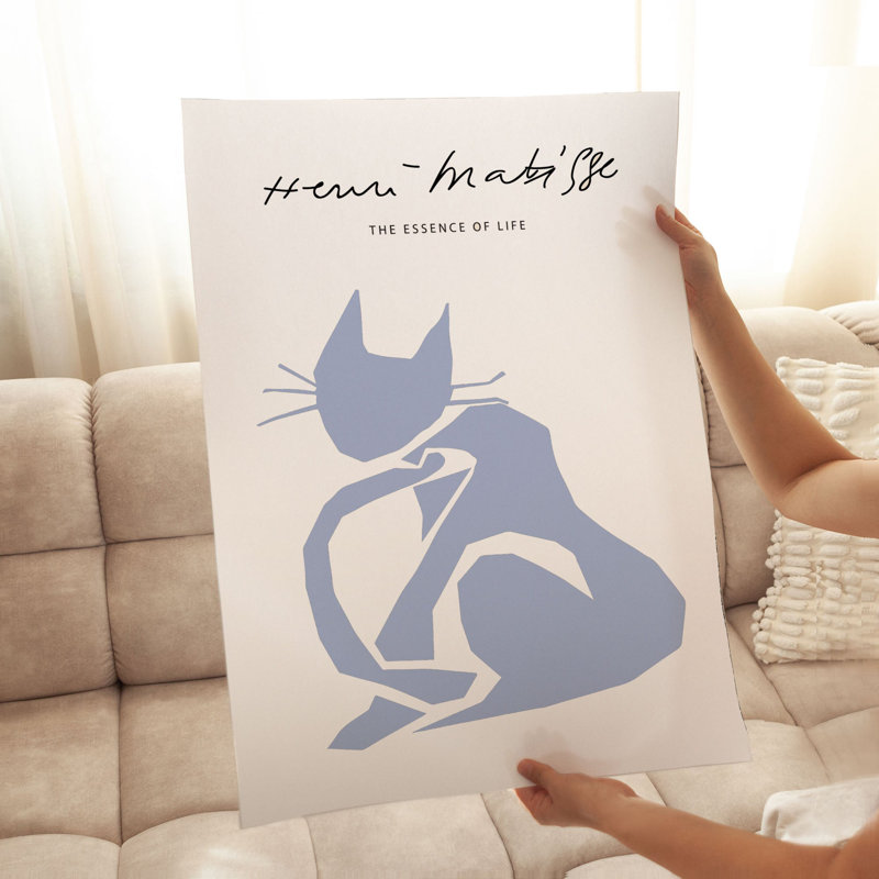 Animaux, matisse, chat, bleu, reproduction d'art moderne sans cadre, H 30 po x l 20 po