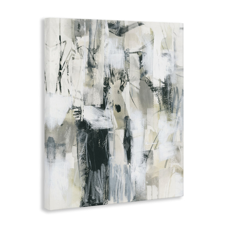 Art mural abstrait gris sur toile par June Erica Vess, H 30 po x l 24 po
