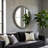 Modern Round Wall Mirror with Textured Metal Framed for Bathroom Counter - Decorative Large Accent for Vanity Tabletop Decor - 29", Silver & Metallic