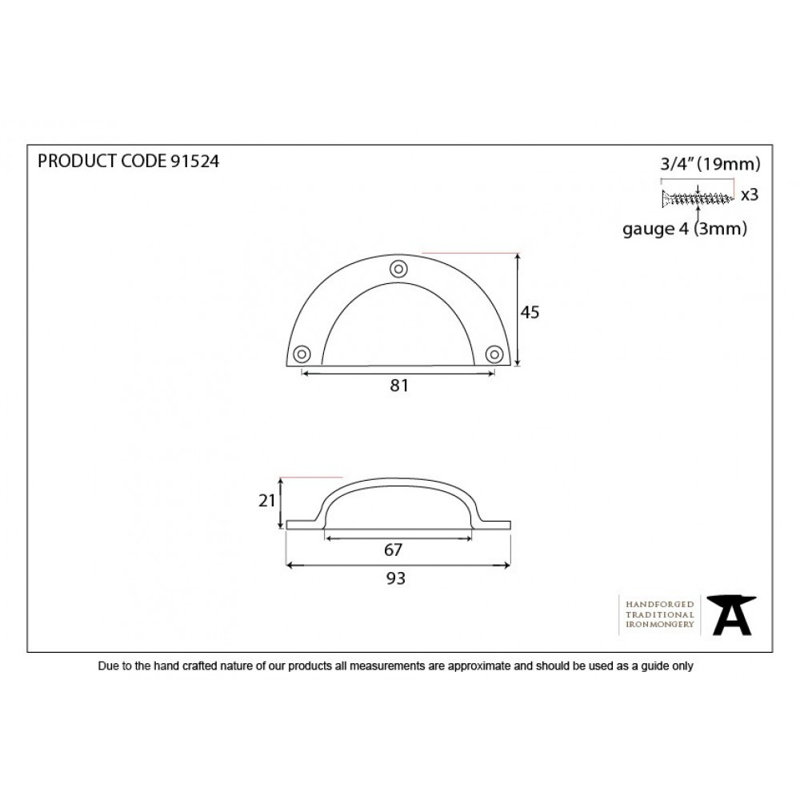 Plain 8.1 cm centre Cup Handle, Polished Nickel