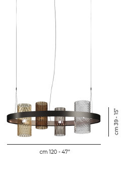 Armonia Suspension Ov1 Multicolor 1 Matt Black Nickel_Matt Copper 2 E12 Ul, Beige;Brown;Clear, Matte Black;Copper