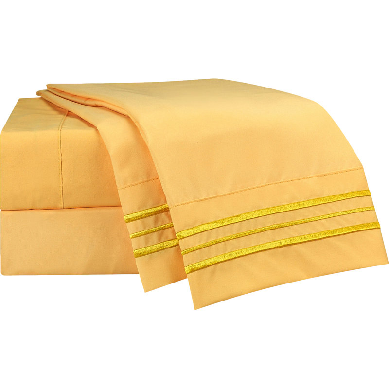 Microfiber Striped Sheet Set, Orange, King
