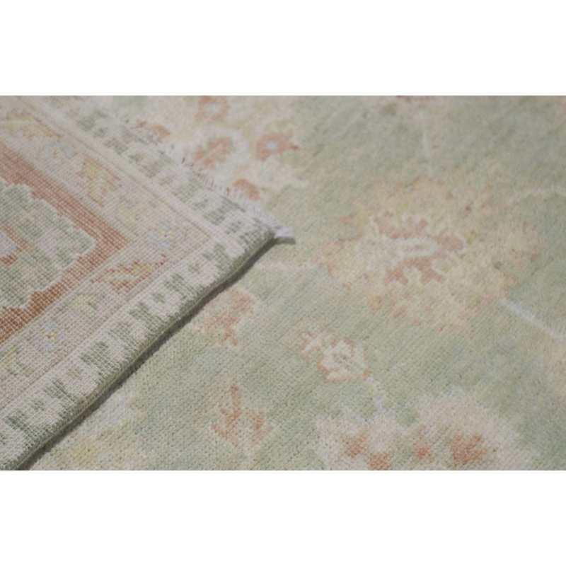 Hand-Knotted High-Quality Green and Red Area Rug