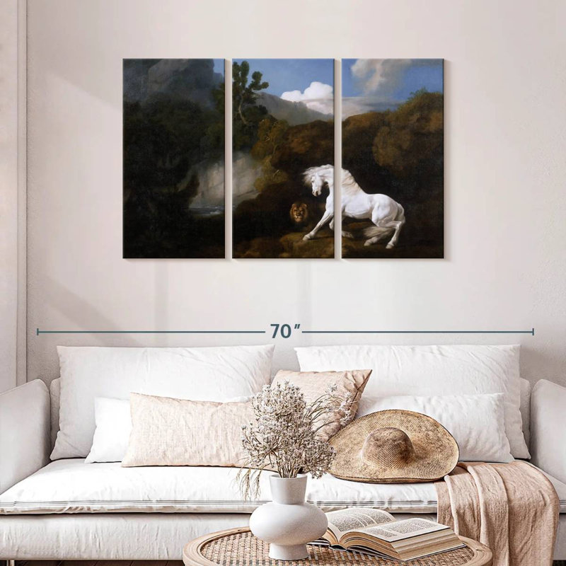Horse Frightened By A Lion, 28" H x 45" W