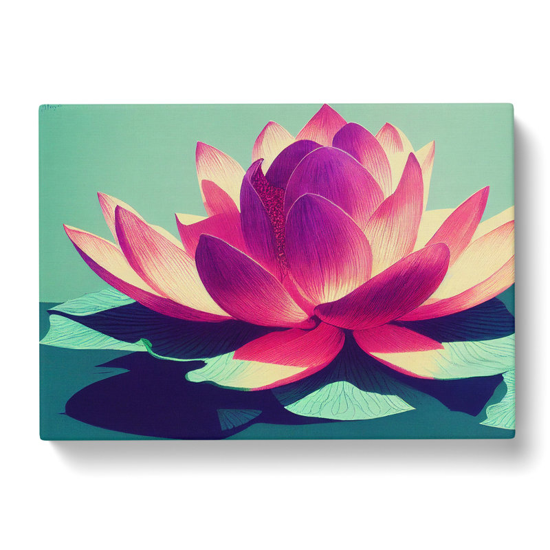 Flowing Lotus Flower - Wrapped Canvas, 35cm H x 50cm W x 3cm D