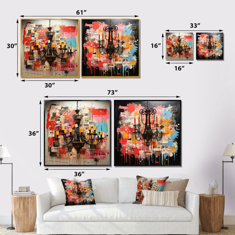 Lustre Popart Extravaganza I - ensemble de 2 décorations murales lustre, Toile tendue, H 16 po x l 33 po x P 1 po