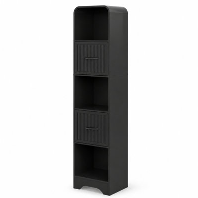 Bibliothèque moderne 70 "avec 2 bacs réglables, bibliothèque en bois pour appartement de bureau, noir