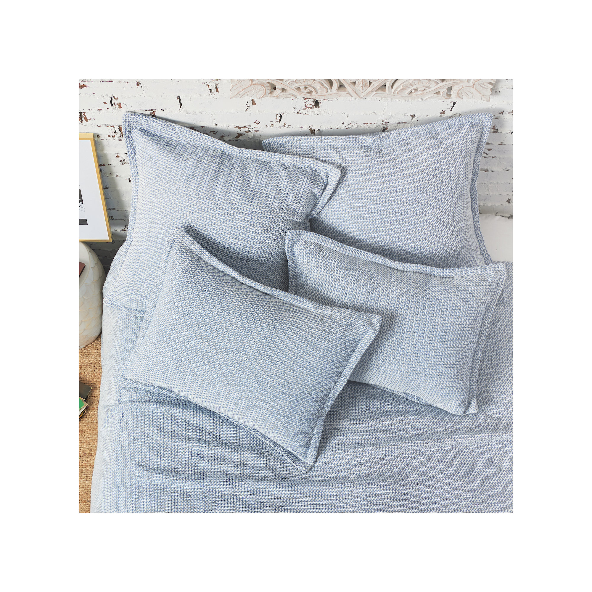 Freja Cotton Sham Set, Euro, Santorini