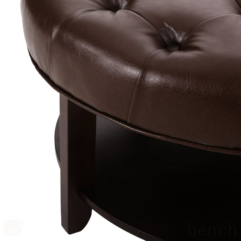 Banc avec rangement ROND OTTOMAN , Marron foncé