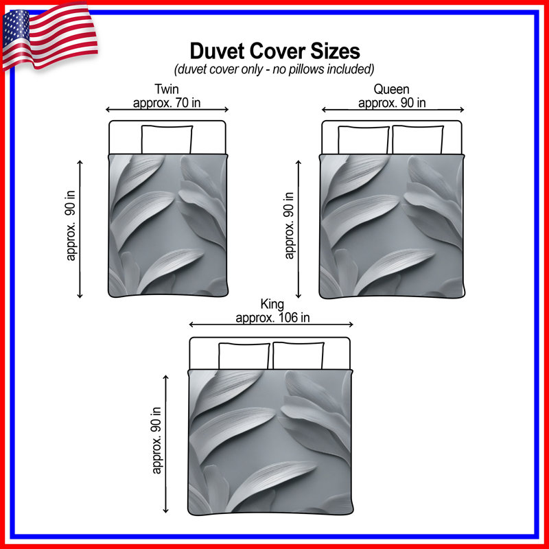 Silver Leaf Pattern Duvet Covers, Queen