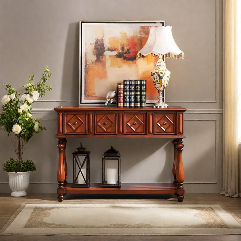 Console American Retro, H 35,04 po x l 48,43 po x P 15,75 po, Brun