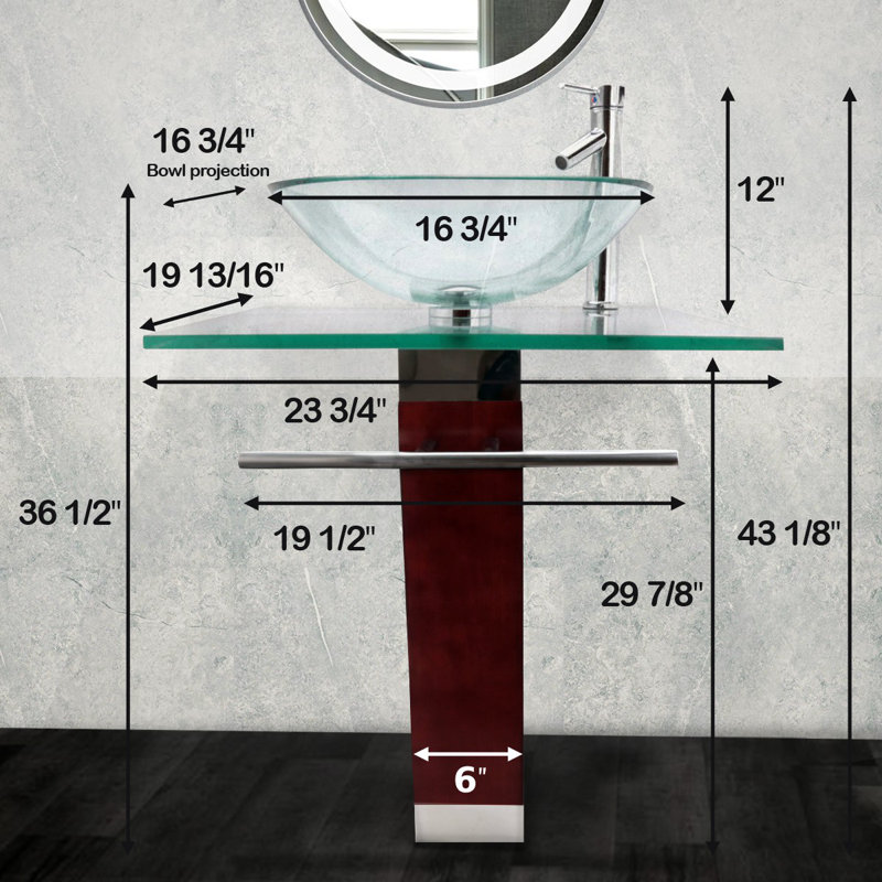 Lavabo de salle de bain carré en verre avec robinet
