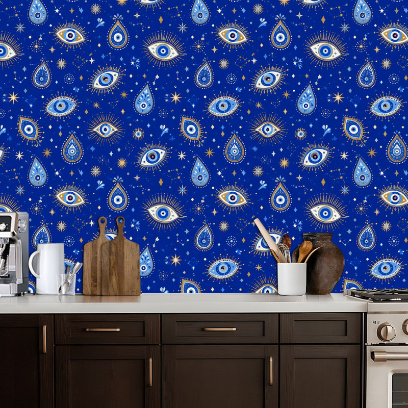 Papier peint adhésif pelez et collez Evil Eye, 17.7in W x 118in L