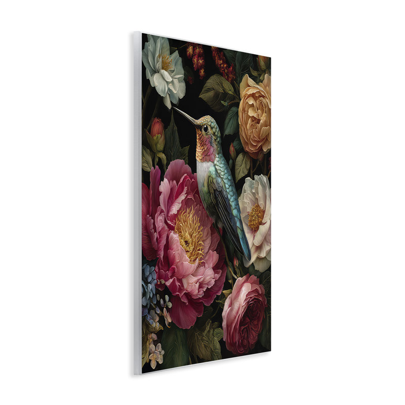 Plaque murale Hummingbird & Lush Blooms, design par The Wands Want, H 15 po x l 10 po