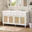 Meuble-lavabo de salle de bain avec lavabo double (lavabo SMC), grand espace de rangement avec 2 plateaux basculants / tiroirs rabattables et 4 portes à fermeture douce-1569309303