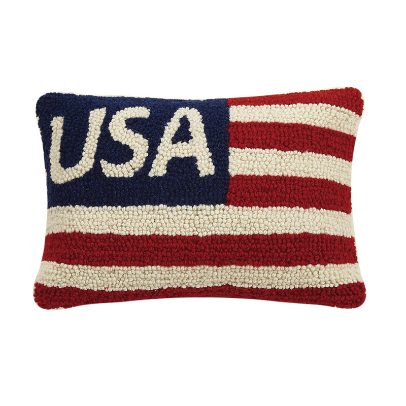 Patriotic USA Flag Rectangular Velvet Wool Throw Pillow