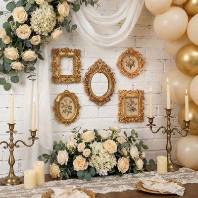 25-Piece Mini Picture Frames Set, Vintage Resin Tiny Frames in 5 Styles for Crafts, Jewelry Display and Dollhouse Decor,Gold
