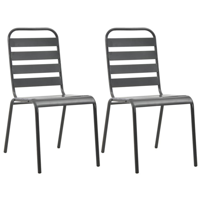 Perseus Stacking Patio Dining Side Chair, Gray, 2