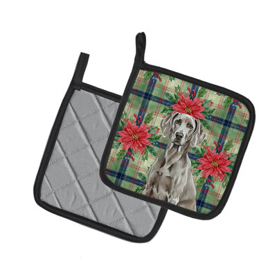 Paire de poignées Weimaraner Christmas Poinsettas