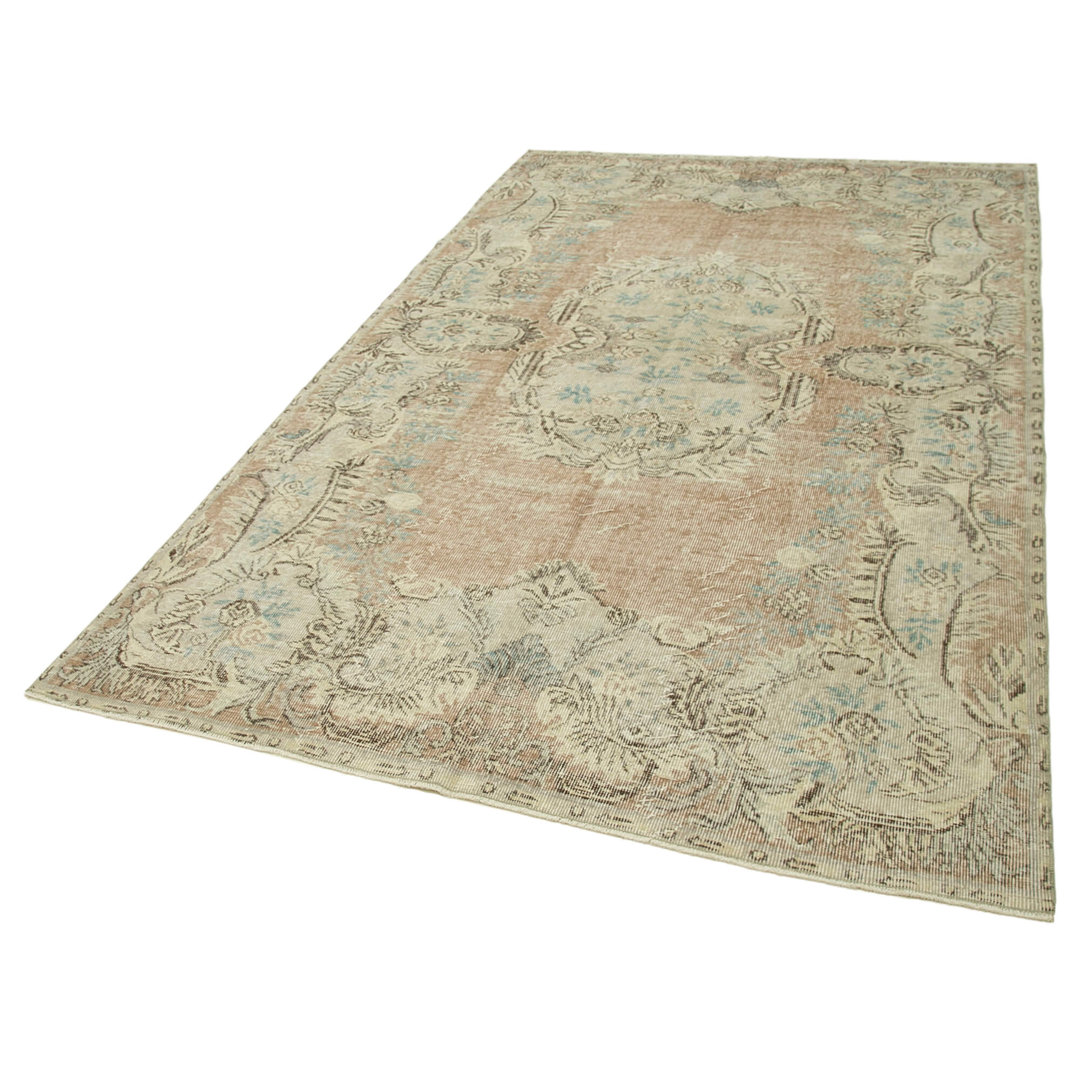 Vintage Beige Vintage Wool Handmade Area Rug
