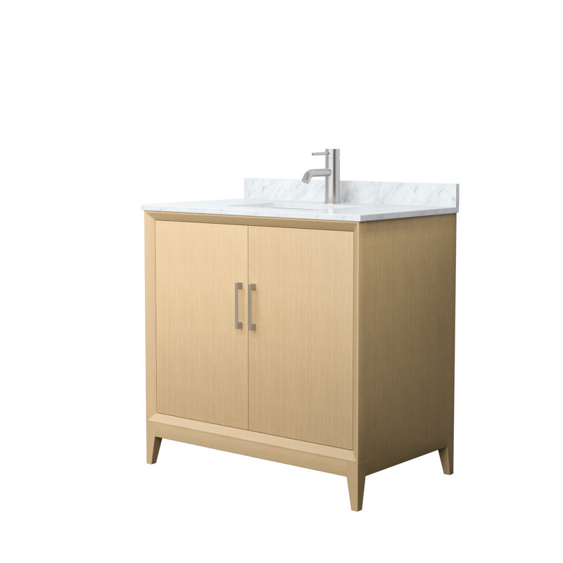 Ensemble de meuble-lavabo simple 36 po avec plateau en marbre Janna, Nickel brossé