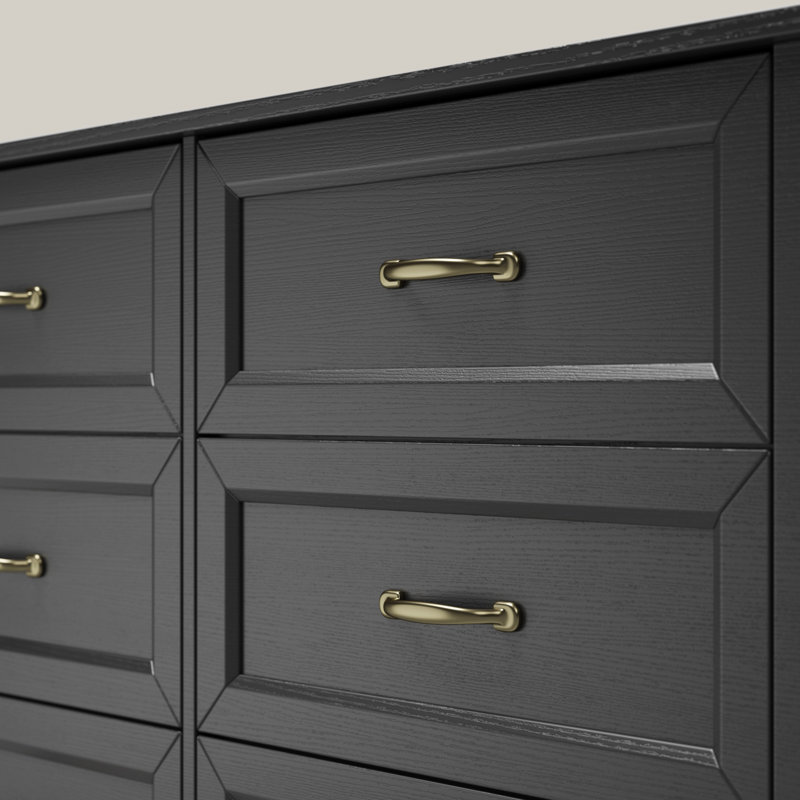 Commode double à 6 tiroirs Ahomly, Noir