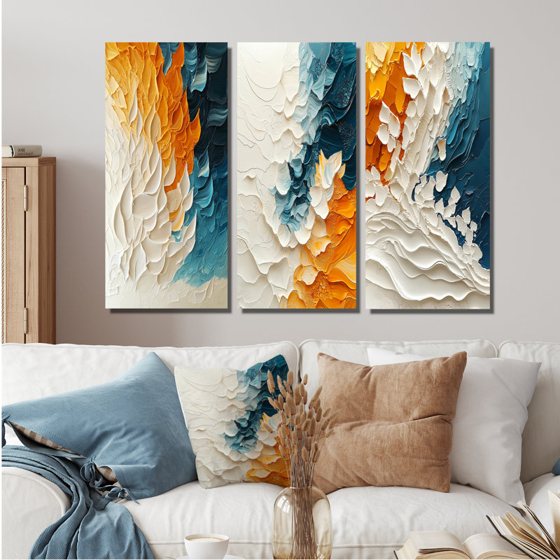 Biomorphism Wave to Sand Migre I - Collection de décorations murales Biomorphism 3 pièces, Toile tendue, H 28 po x l 36 po