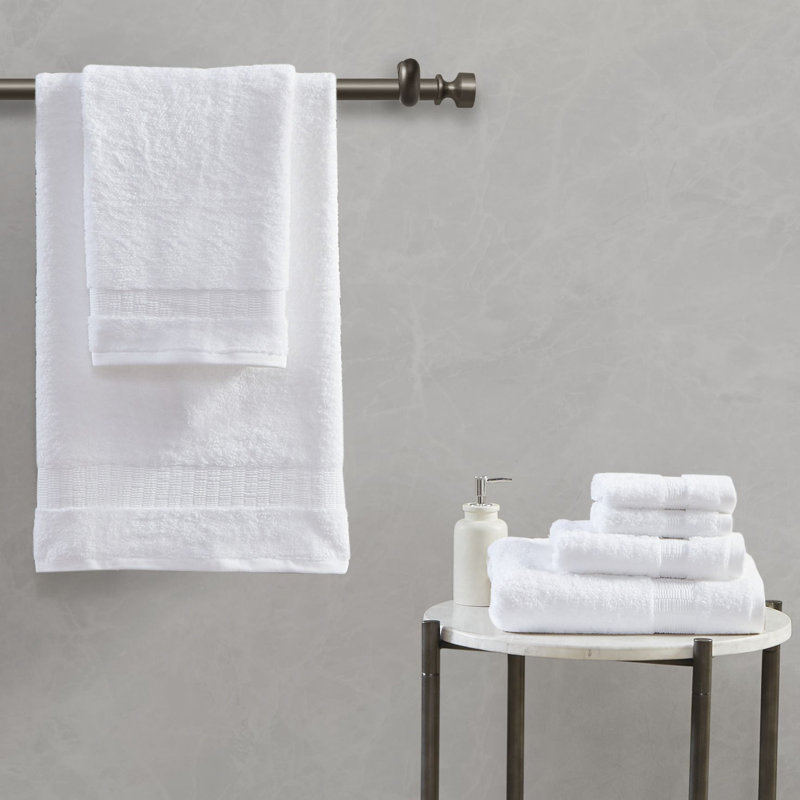 Luce 100% Egyptian-Quality Cotton 6 Piece Towel Set, White