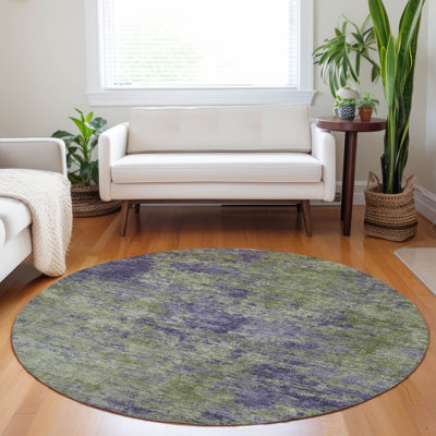 Machine Washable Indoor/Outdoor Christain ACN1360 Olive Rug