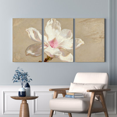 Magnolia fleur, reproduction d'art sur toile tendue sur toile, ensemble de 3 décorations de salon