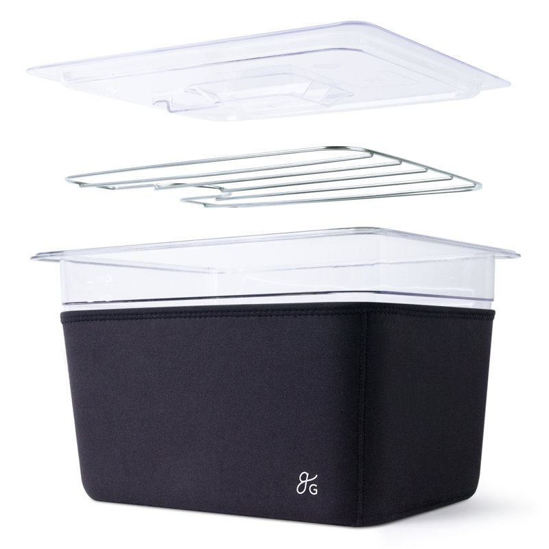 Contenant sous vide 12 pintes avec support, couvercle et manchon isolant, plus grand, noir onyx