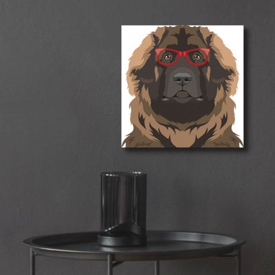 Art mural en verre épique «Leonberger portant des lunettes hipster» par Furbaby