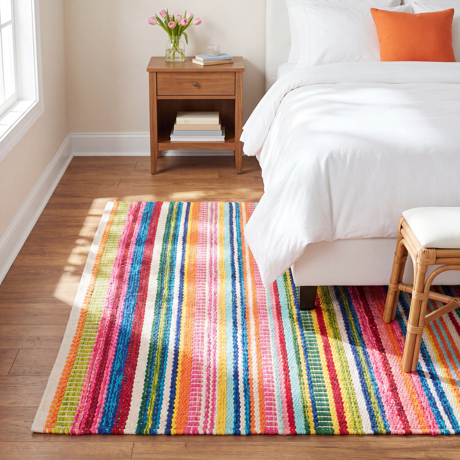 Bright Stripe Handwoven Indoor/Outdoor Rug, Rectangle 6' x 9'