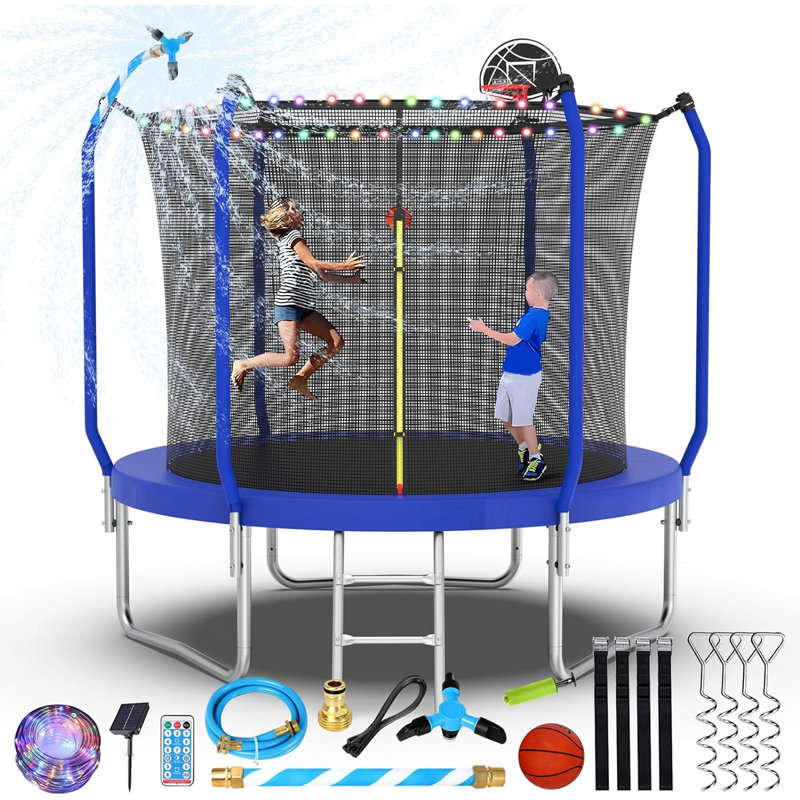 Sapphome Round Backyard Trampoline with Safety Enclosure